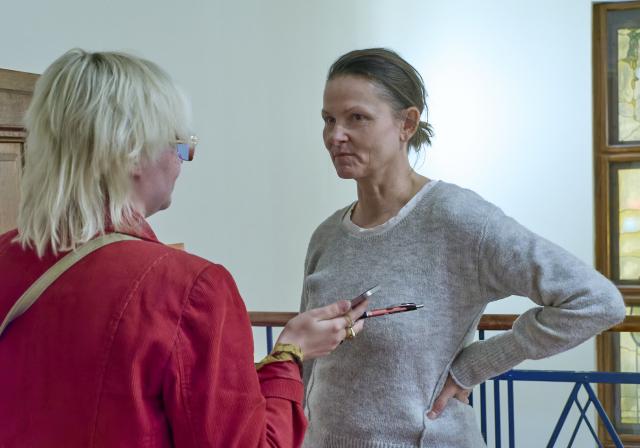 Klára Melíšková při rozhovoru do Festivalových novin(ek). Foto Michal Klíma